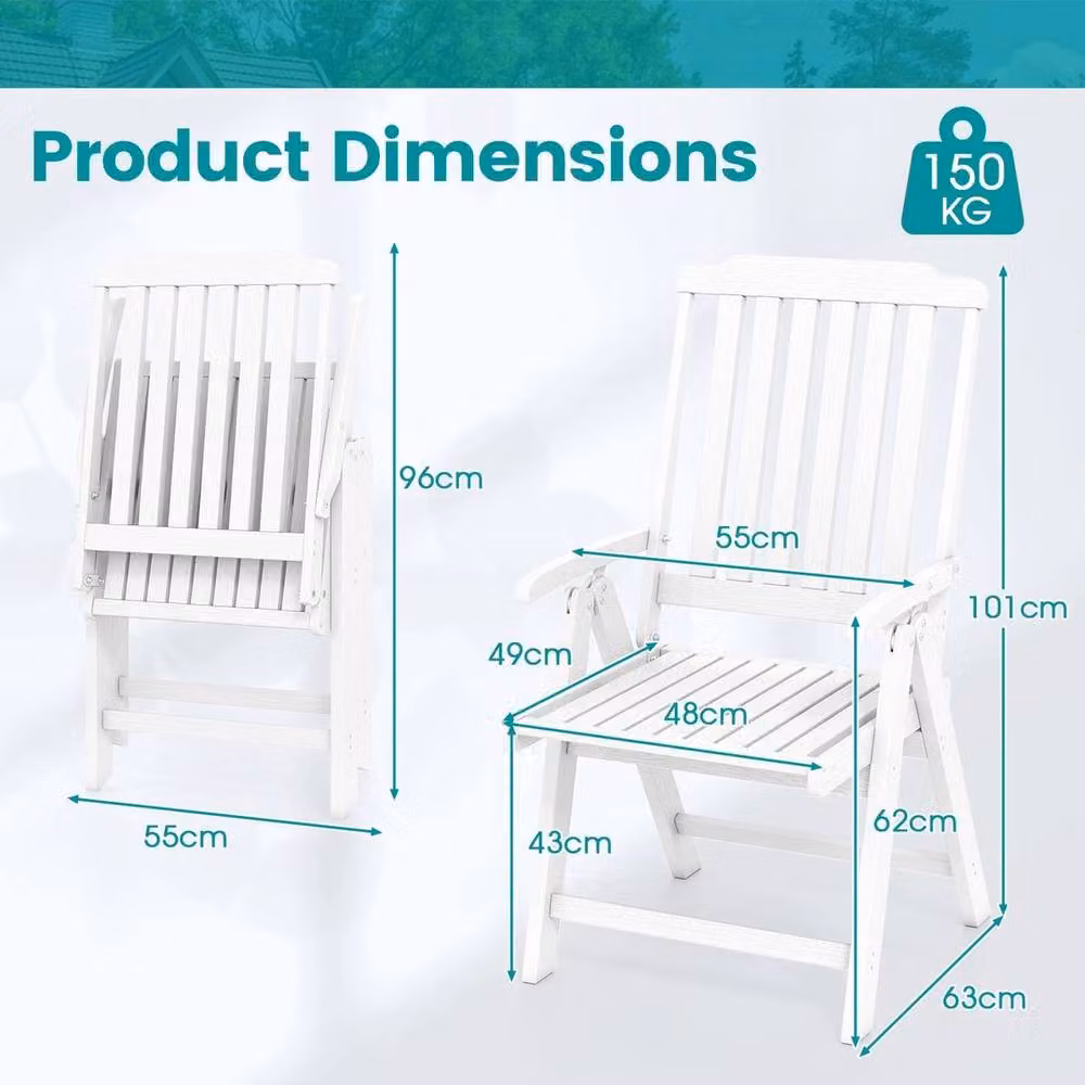 Kelvenix All-Weather White Outdoor Dining Chair with Armrests – 2