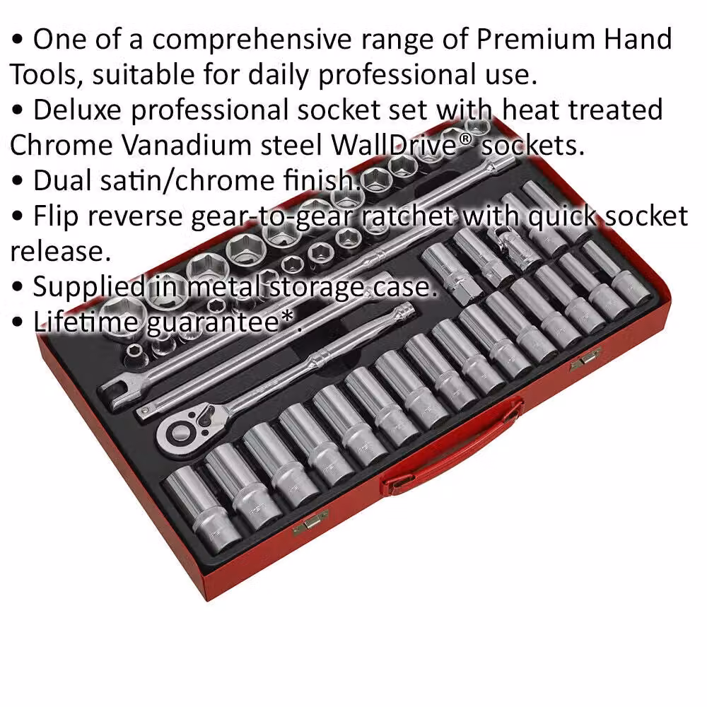 Loops 46 Piece Metric Socket Set with 1/2 Inch Square Drive and 6 Point Socket Ratchet Handle in Silver and Multicolour – 2