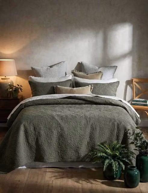MM Linen Hawthorn Pure Cotton Bedspread Set in Green