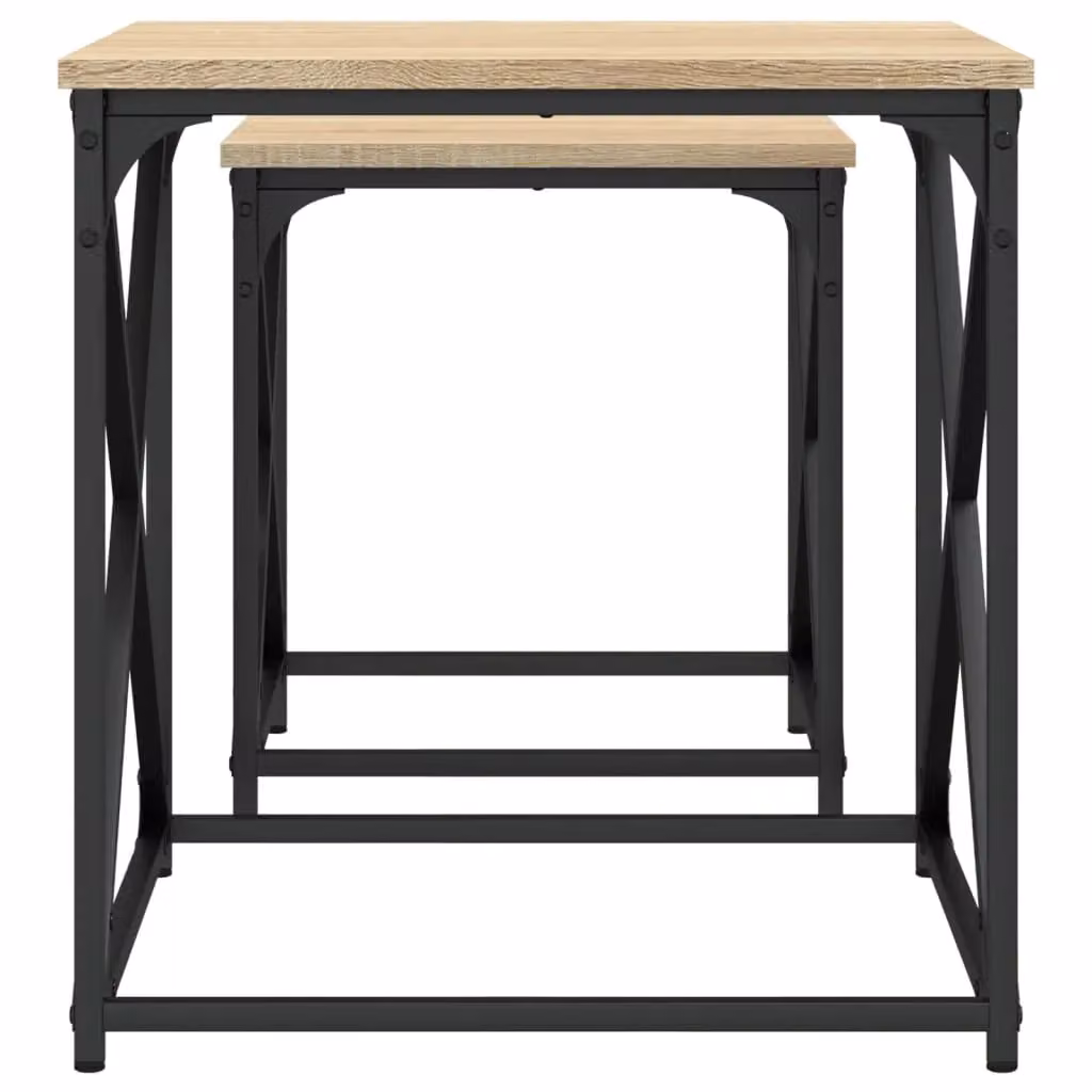 Berkfield Home Nesting Coffee Tables, 2 Piece Set in Sonoma Oak Brown Engineered Wood – 3