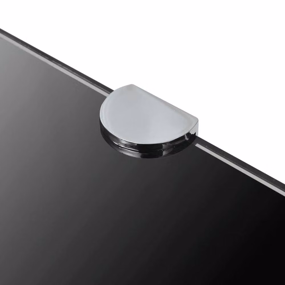 Berkfield Home Modern Wall Mounted Corner Shelf with Black Glass and Chrome Supports W/D: 45 x 45 cm – 3