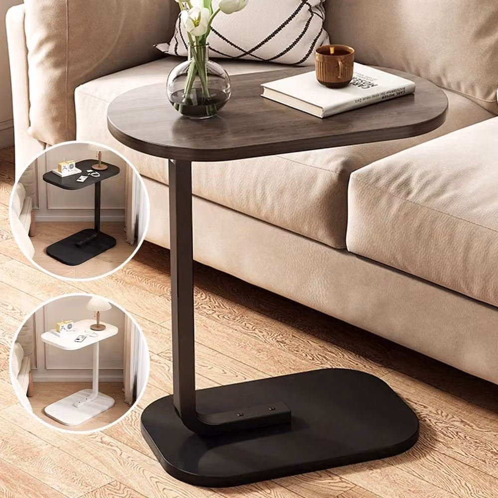 Hinsinc Black Walnut C-shaped Sofa Side Laptop Table in Brown – 3