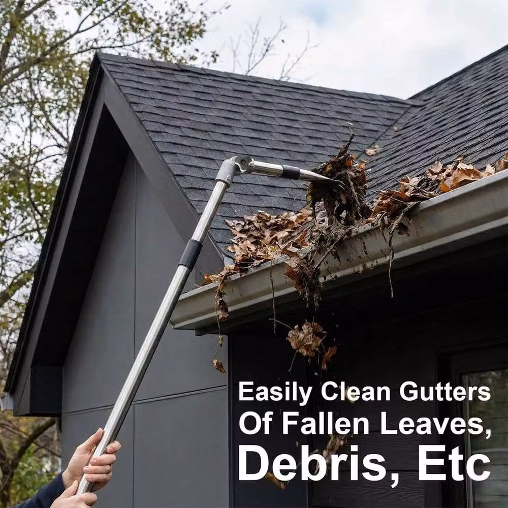 EONLION 4M Telescopic Roof Gutter Cleaning Tool Kit in Black with Stainless Steel Components – 5