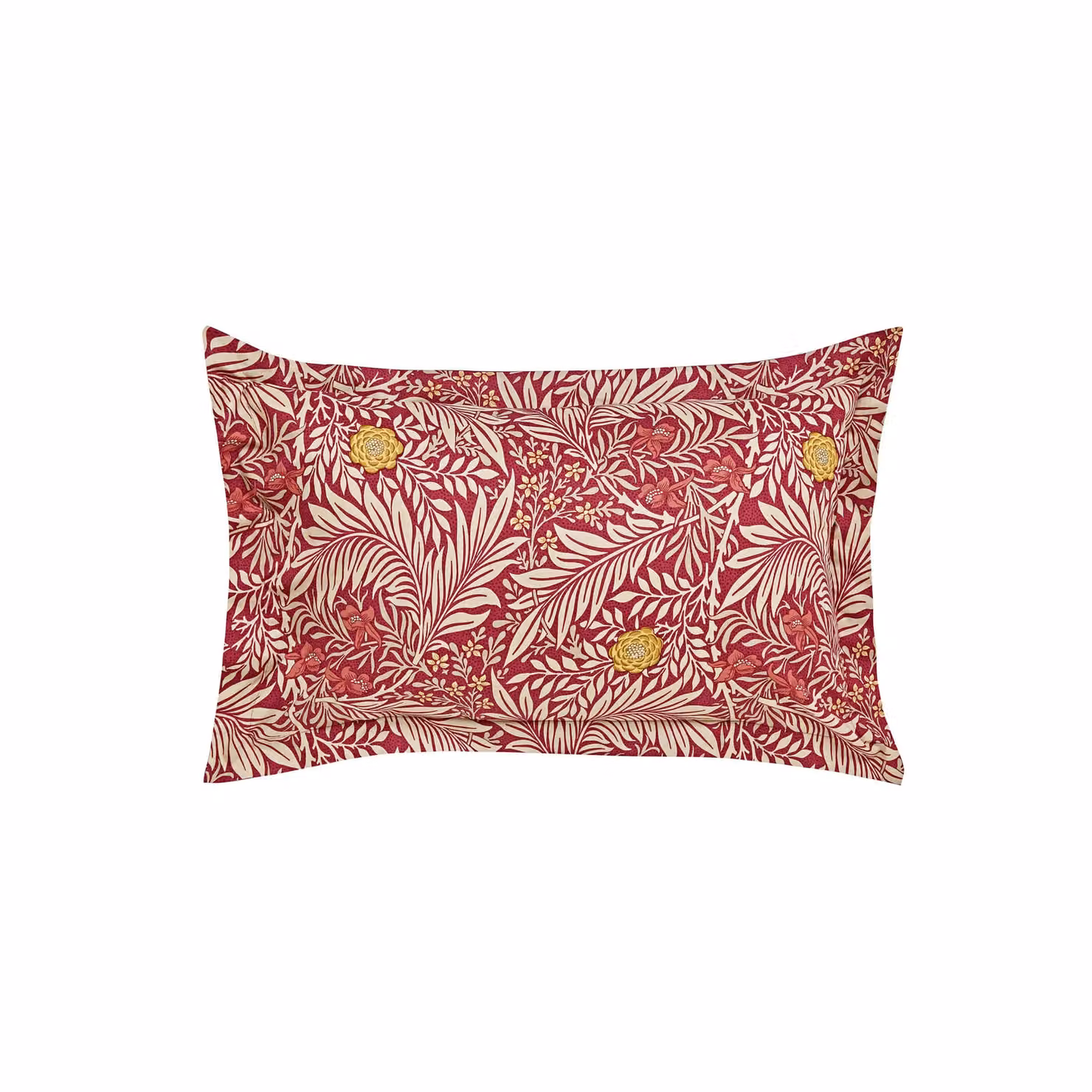 Morris & Co Larkspur Red Cotton Percale Duvet Cover and Pillowcase Set, W/D/H: 140 x 200 cm – 4