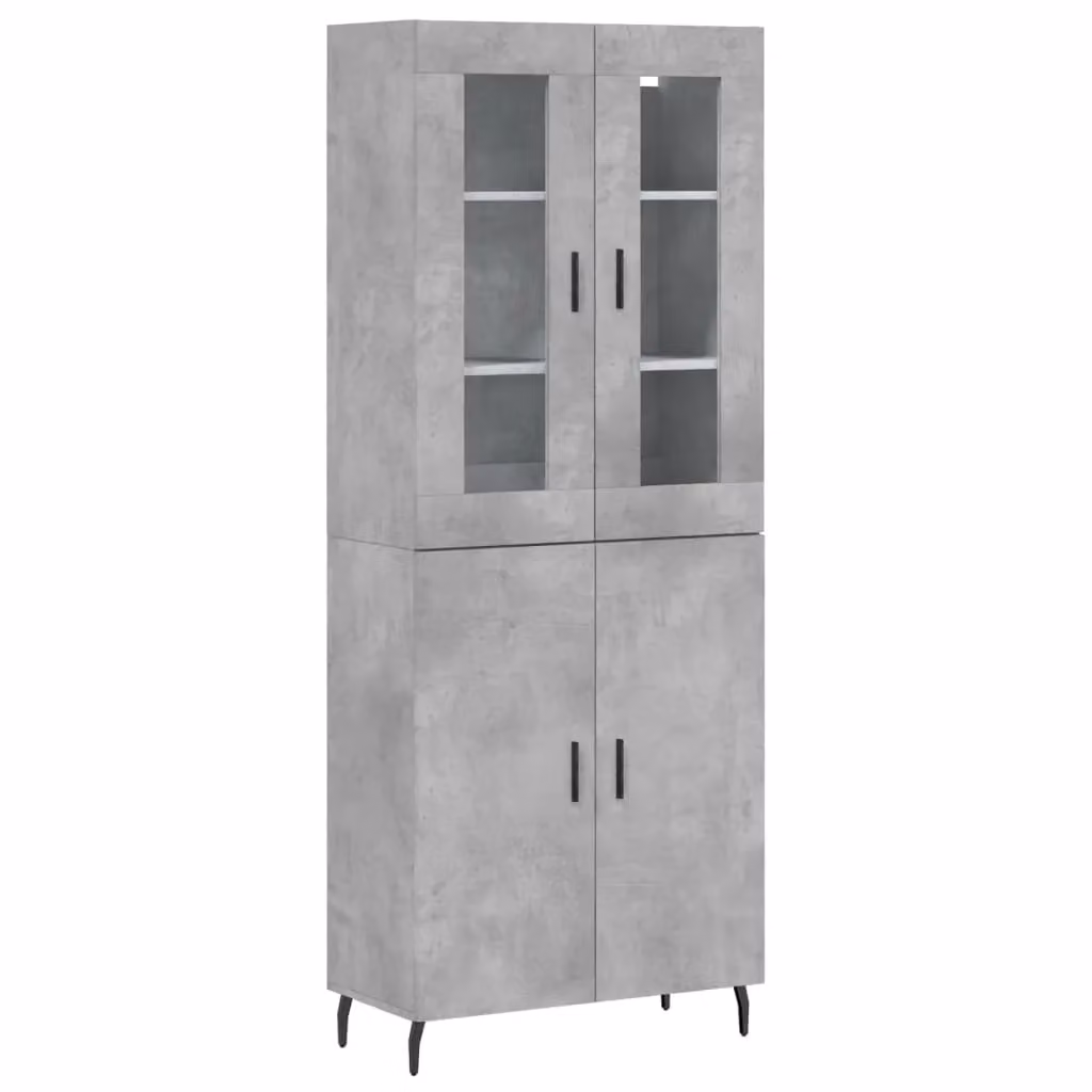 Berkfield Home Industrial Highboard in Concrete Grey with Glass Doors, W/D/H: 69.5 x 34 x 180 cm – 2