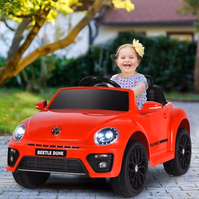 Costway Red Volkswagen Kids Electric Ride on Car with Light and Sound Effects