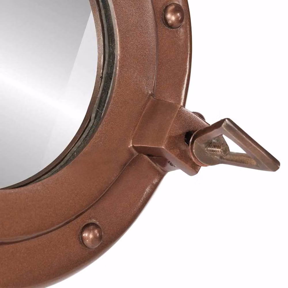 Berkfield Home vidaXL Porthole Wall Hanging Mirror in Copper with Aluminium and Glass, Diameter: 30 cm – 5