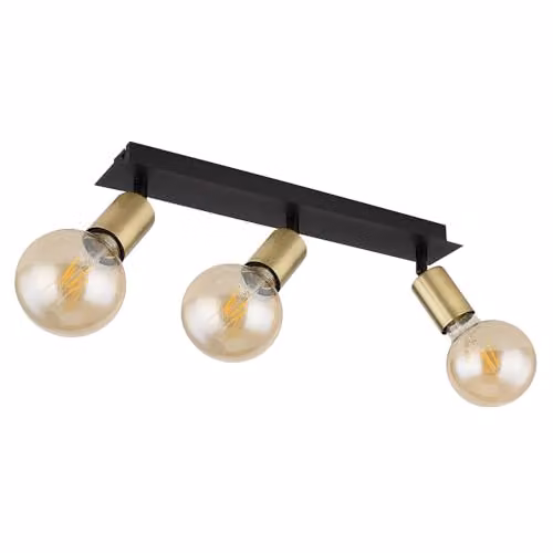 Globo Lighting Black and Gold/Brass Metal Adjustable 3-Bulb Ceiling Spotlight for Living Rooms, 3x E27, W/D/H: 120 x 40 x 12 cm – 2
