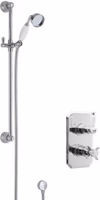 Balterley Traditional Concealed Twin Valve Victorian Slide Rail Shower Set in Chrome Silver