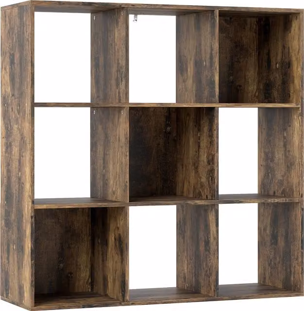 HOMCOM Nine-Cube Freestanding Storage Shelf in Rustic Brown – 1