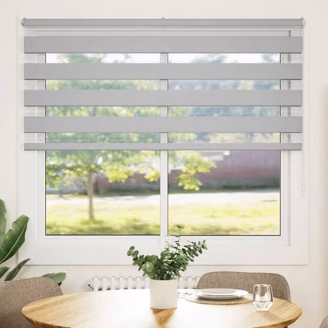 Berkfield Home Zebra Blind in Grey Polyester, W: 160 cm, H: 150 cm