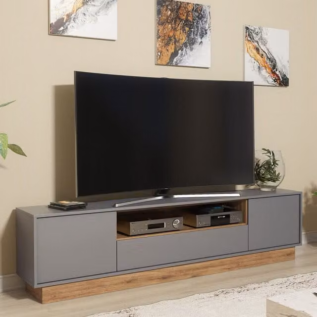 Creative Furniture Loft TV Unit, Dark Grey and Oak, Width: 200 cm