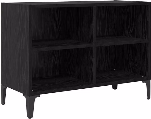 Berkfield Modern Black Oak Home Entertainment Centre in Matt MDF and Wood