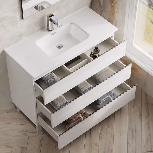 Banyetti Vatilla 1000mm Floorstanding Vanity Unit with Athena Basin, Gloss White – 1