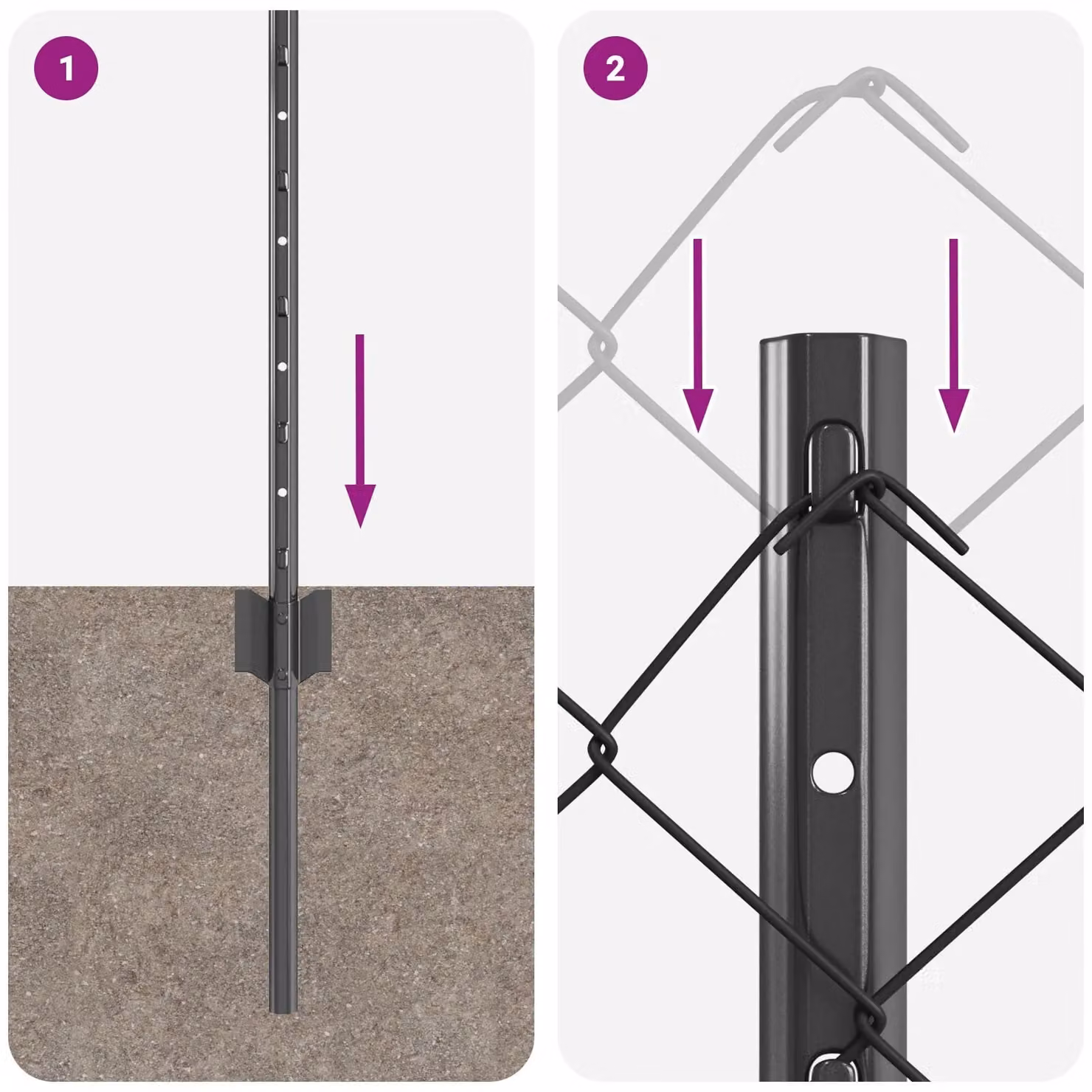 Berkfield Home Grey Steel Chain Link Fence with 10 U-Profile In-Ground Posts, W: 10 m, H: 0.8 m – 3