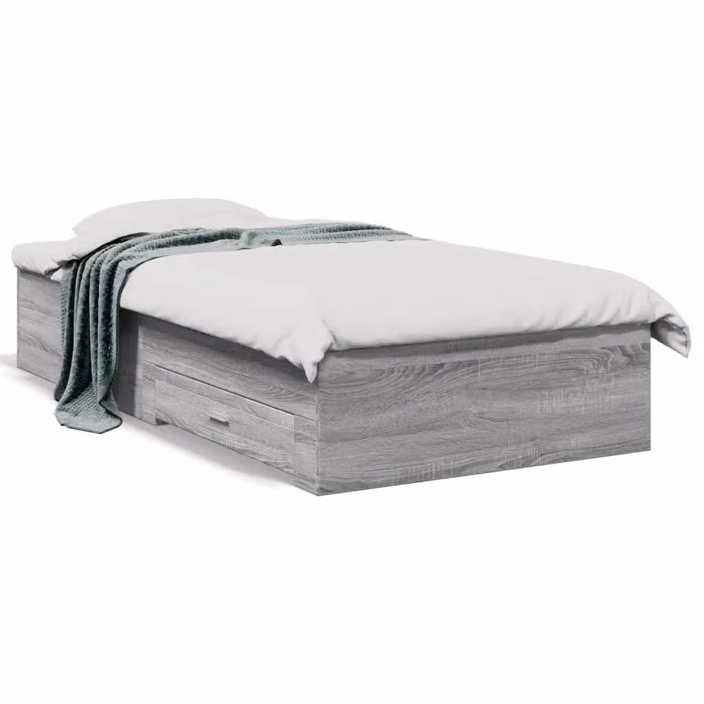 Berkfield Home Single Bed Frame with Drawers in Grey Sonoma, W/D/H: 90 x 190 cm – 2