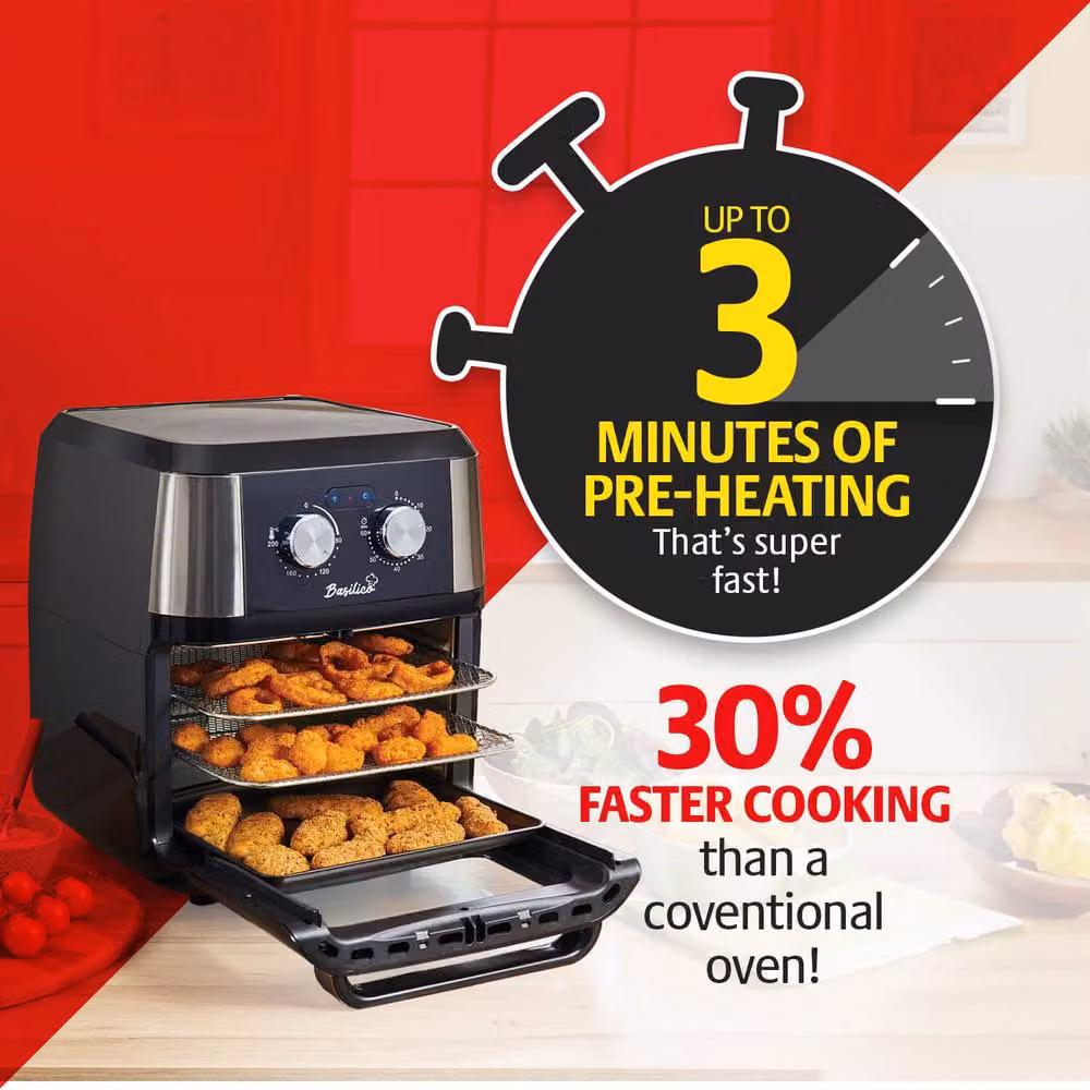 Basilico 12L Multi-Function Air Fryer Oven with Rotisserie and Timer, Black – 4