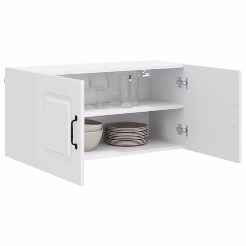vidaXL Kalmar Modern White Kitchen Wall Unit with Hinged Doors, W/D/H: 80 x 40 x 40 cm