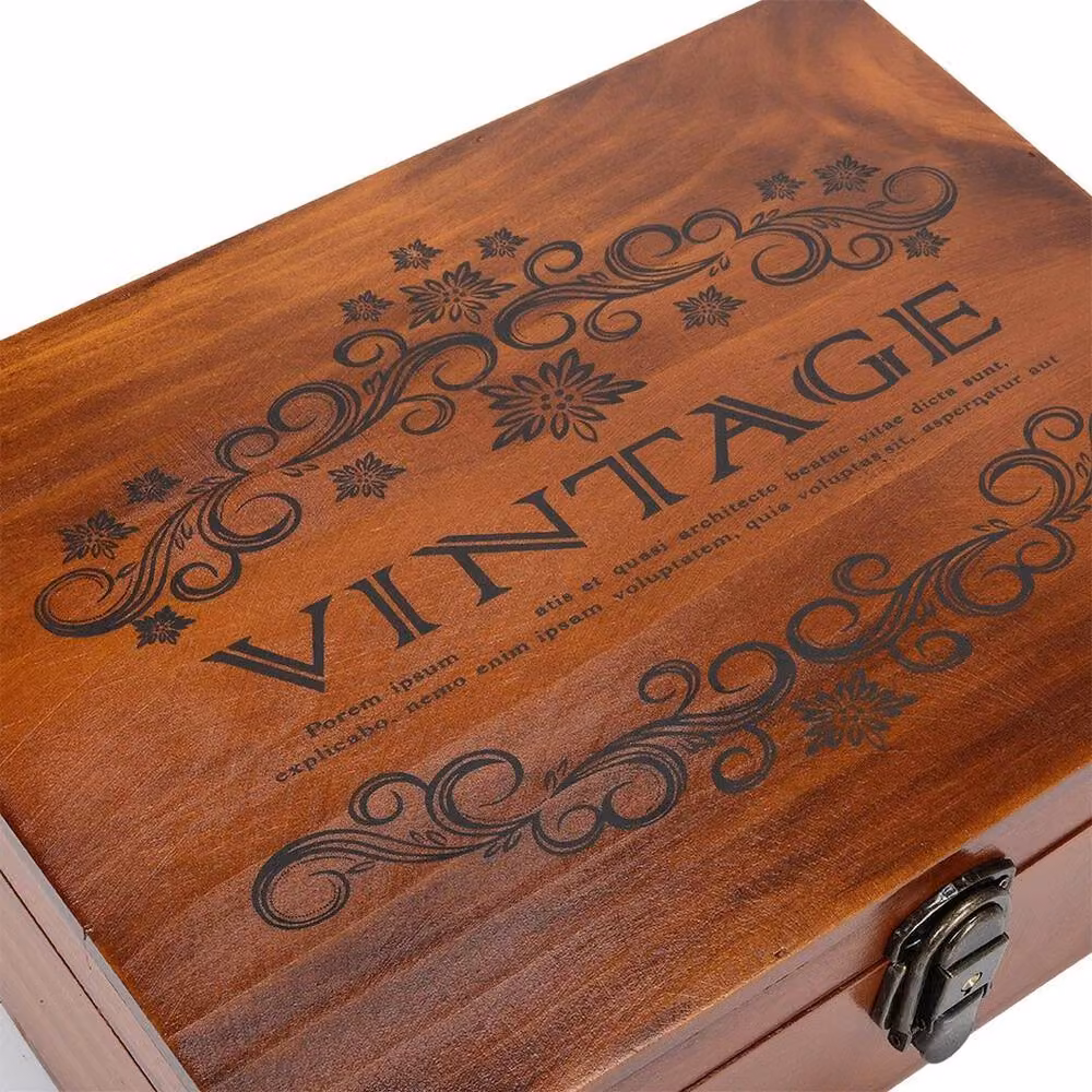 FORGEVIO Vintage Solid Wood Treasure Chest Box in Brown, W: 32 cm – 2