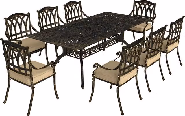 Outsunny Nine-Piece Cast Aluminium Garden Dining Set in Brown Matt Finish – 1
