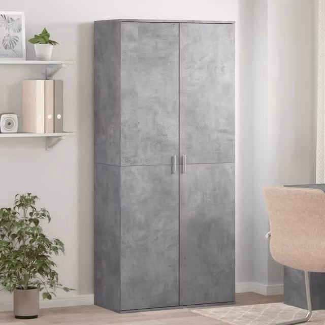 Berkfield Home Modern Grey Shoe Cabinet with Hinged Doors, W/D/H: 80 x 39 x 178 cm