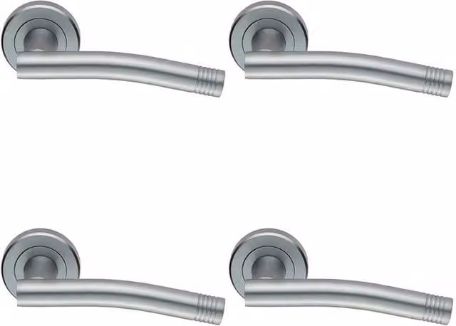 Loops 4x Pair Round Bar Handles with Arch Concealed Fix Round Rose in Satin Chrome – 1