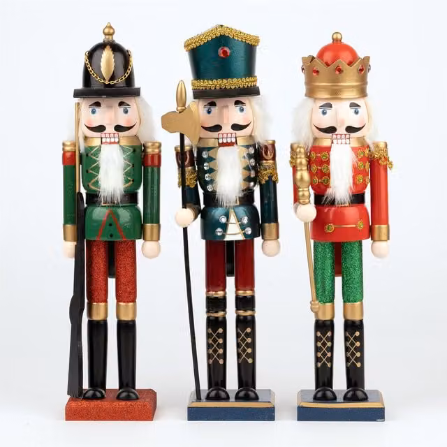 Shatchi Musical Animated Wooden Nutcracker Soldier Christmas Ornament, Multicolour, Height: 30 cm