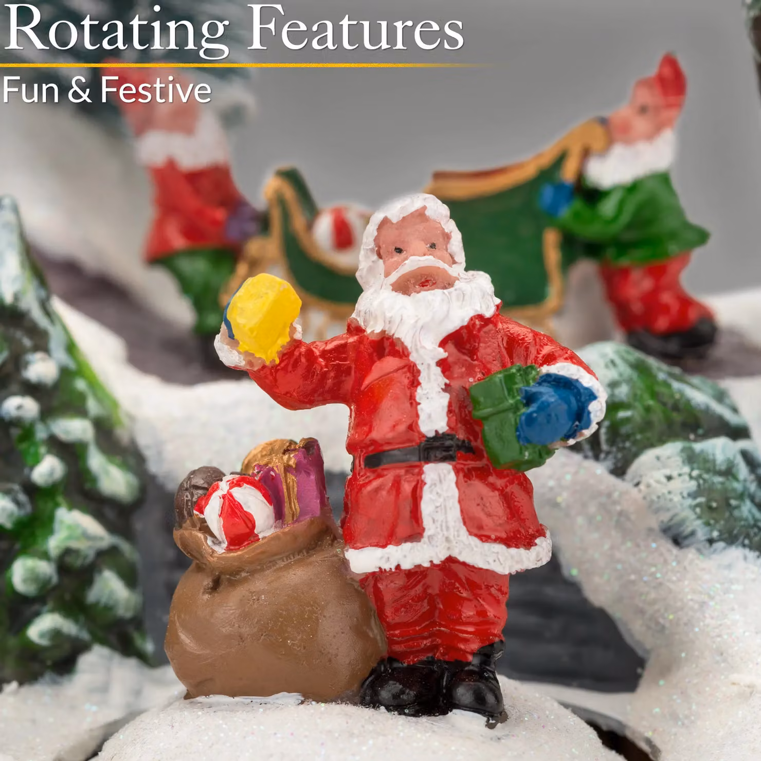 Christow Christmas Village Scene Tabletop Decoration with Multicolour LED Lights and Santa Toyshop Design – 3