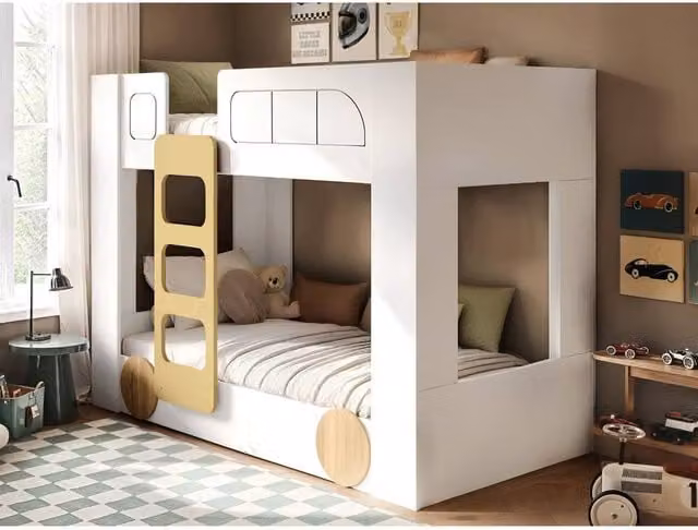 Flair Eloise Bus Bunk Bed in White, Single Size, W/D/H: 100 x 200 x 145 cm