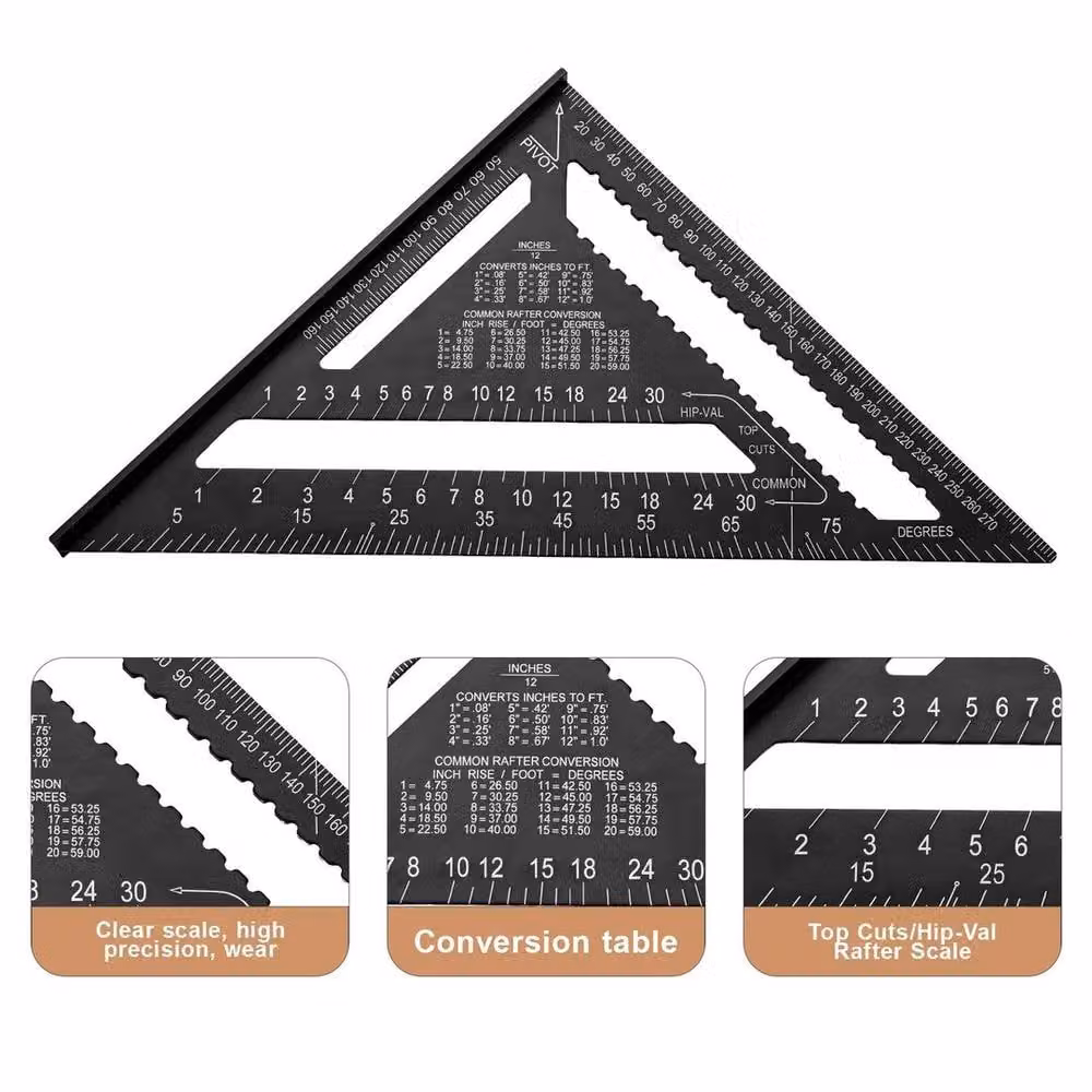SPETLEK Aluminum Speed Square Triangle Ruler in Black, W: 1000 mm, H: 400 mm, D: 400 mm – 4