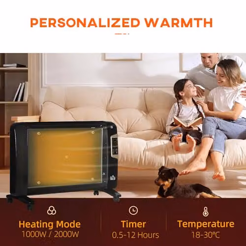 HOMCOM Mica Infrared Electric Space Heater with Remote Control and Thermostat, Black – 4