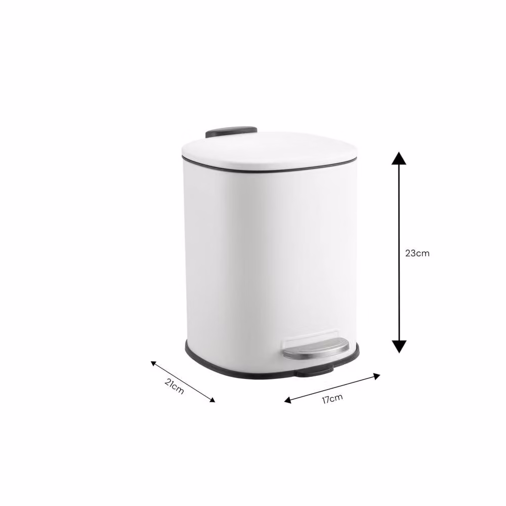 Showerdrape Capri 3L Pedal Bin and Toilet Brush Set in Black or White with Chrome Metal Accents – 2
