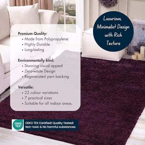 Desire Rugs Modern Purple Shaggy Area Rug, W: 80 cm, L: 150 cm – 7