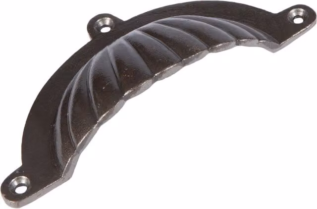 Hammer and Tongs Fluted Cabinet Drawer Pull in Matt Grey Iron, W: 13.0 cm, H: 6.0 cm – 4