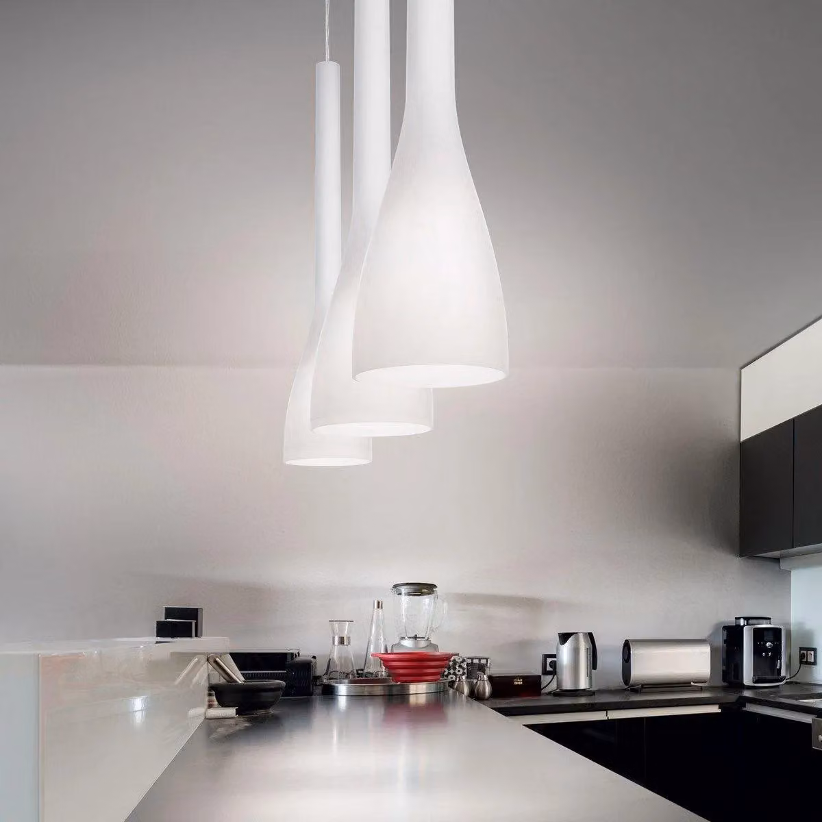 Ideal Lux Flut Small White Glass Pendant Ceiling Light with E14 Base – 2