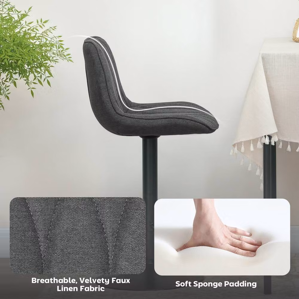 STILVORA Set of 2 Modern Swivel Bar Stools with Metal Frame in Charcoal Grey – 6