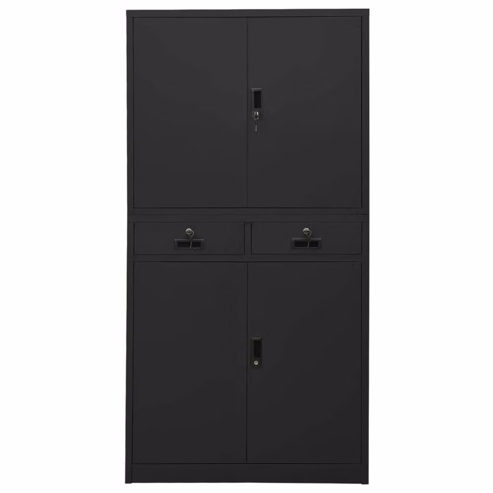 Berkfield Home Office Anthracite Steel Cabinet with Doors and Drawers, Black, W/D/H: 90 x 40 x 180 cm – 2