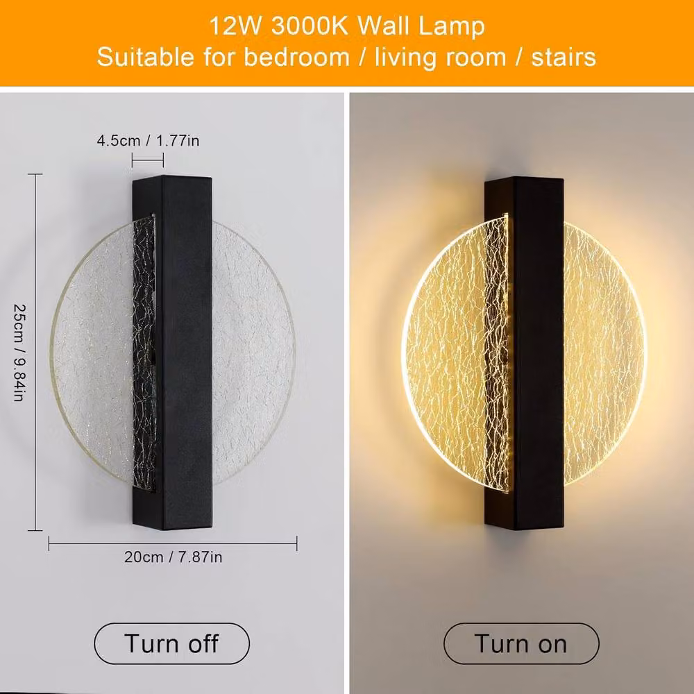 Goeco Modern Round LED Wall Light, 12W, Warm White 3000K, Black or Gold/Brass – 5