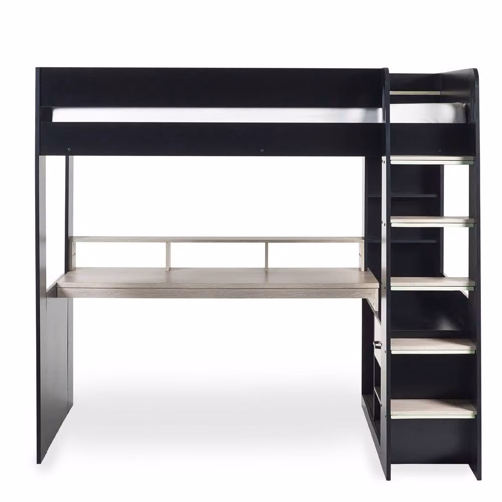 Cheshire Elm Single Gaming Highsleeper Bed in Black and Pale Wood with USB Charging Port and Stairs, W/D/H: 90 x 200 cm – 5