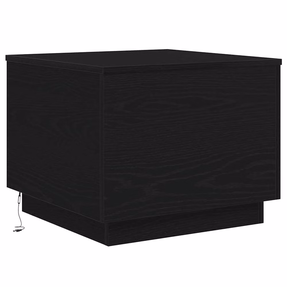 Berkfield Home Modern Square Coffee Table with LED Lights in Black Oak, W/D/H: 50 x 50 x 40 cm – 3