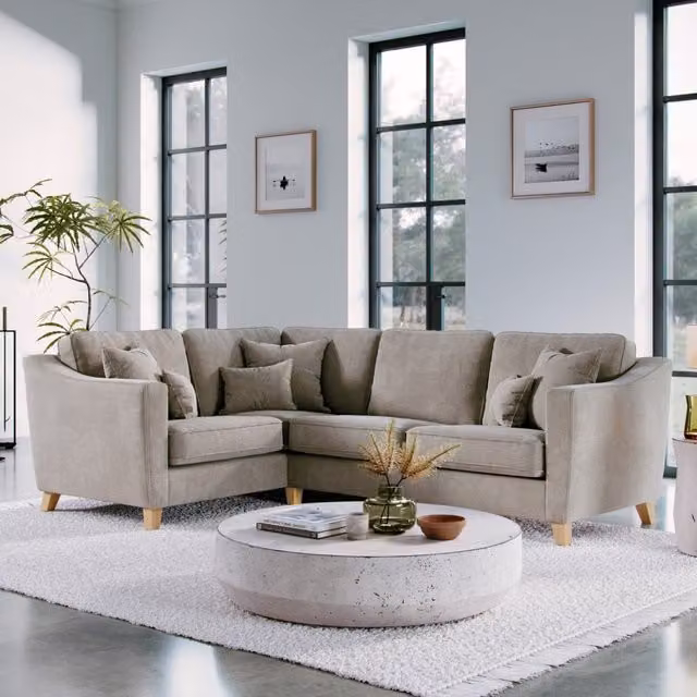 The Great Sofa Company Jackson Left Hand Facing Chenille Corner Sofa in Stone – 1