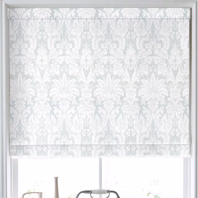 Laura Ashley Martigues Made to Measure Blackout Roman Blind in Smoke Green Floral Textile