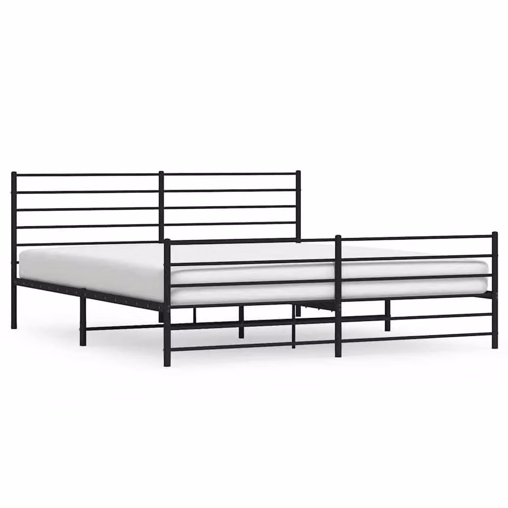 Berkfield Home Metal Bed Frame with Headboard and Footboard in Black W/D/H: 198 x 198 x 90 cm – 2