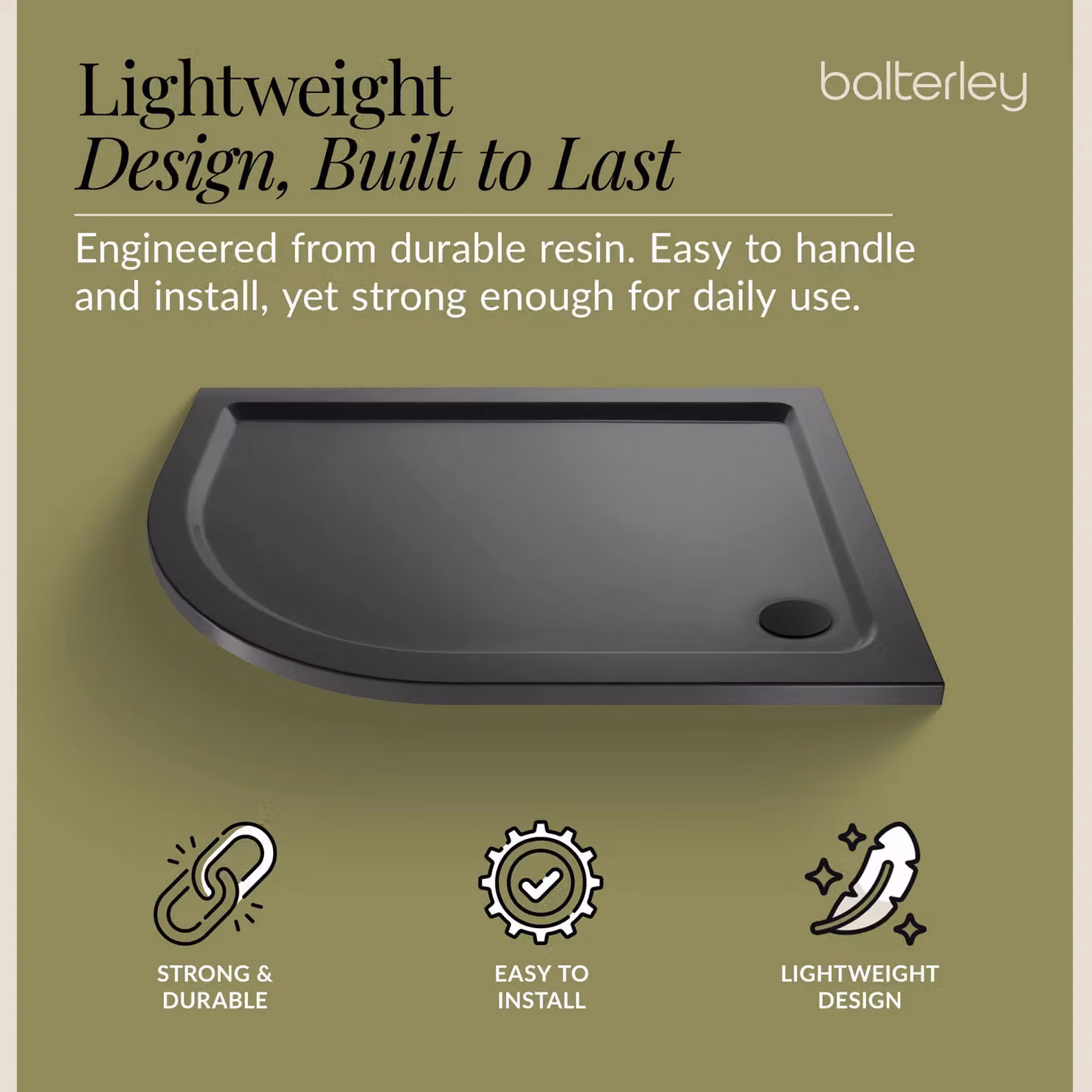 Balterley Premium Left Hand Offset Quadrant Corner Shower Tray in Grey – 3