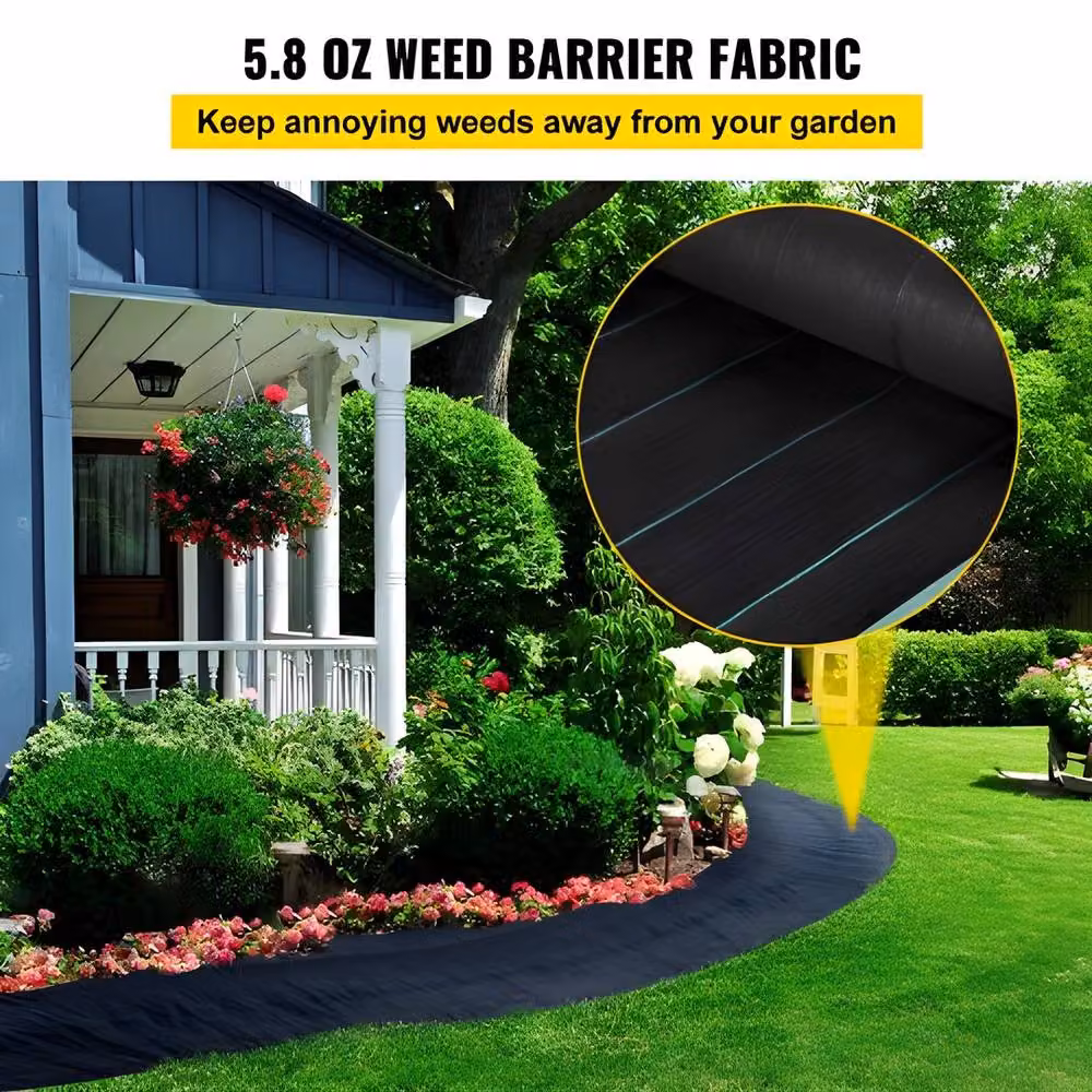 VEVOR Heavy Duty Black Weed Barrier Landscape Fabric – 4