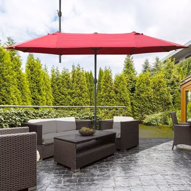 Outsunny Red Garden Umbrella Canopy with Metal Frame, Diameter: 460 cm