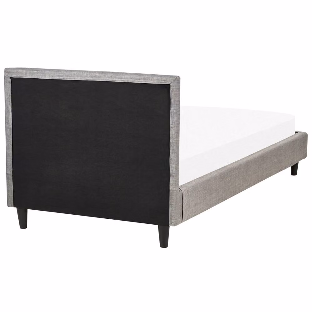 Wyld and Coco EU Single Panel Upholstered Bed in Light Grey Fabric, W/D/H: 90 x 190 cm – 3