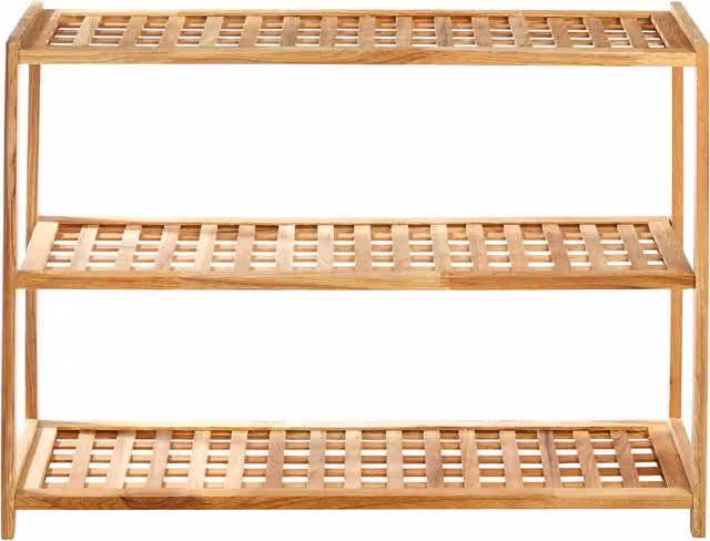 Orsina Parker Three Tier Walnut Wood Shoe Rack in Brown