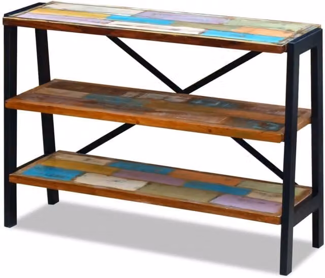 Berkfield Home Retro Sideboard with 3 Shelves in Multicolour Reclaimed Wood and Metal – 1