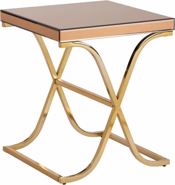 Orsina Elegant Square Glass Side Table with Gold X-Frame Base